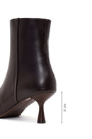Woman Brown Zip Closure Thin High-Heel Leather Boots | Derimod