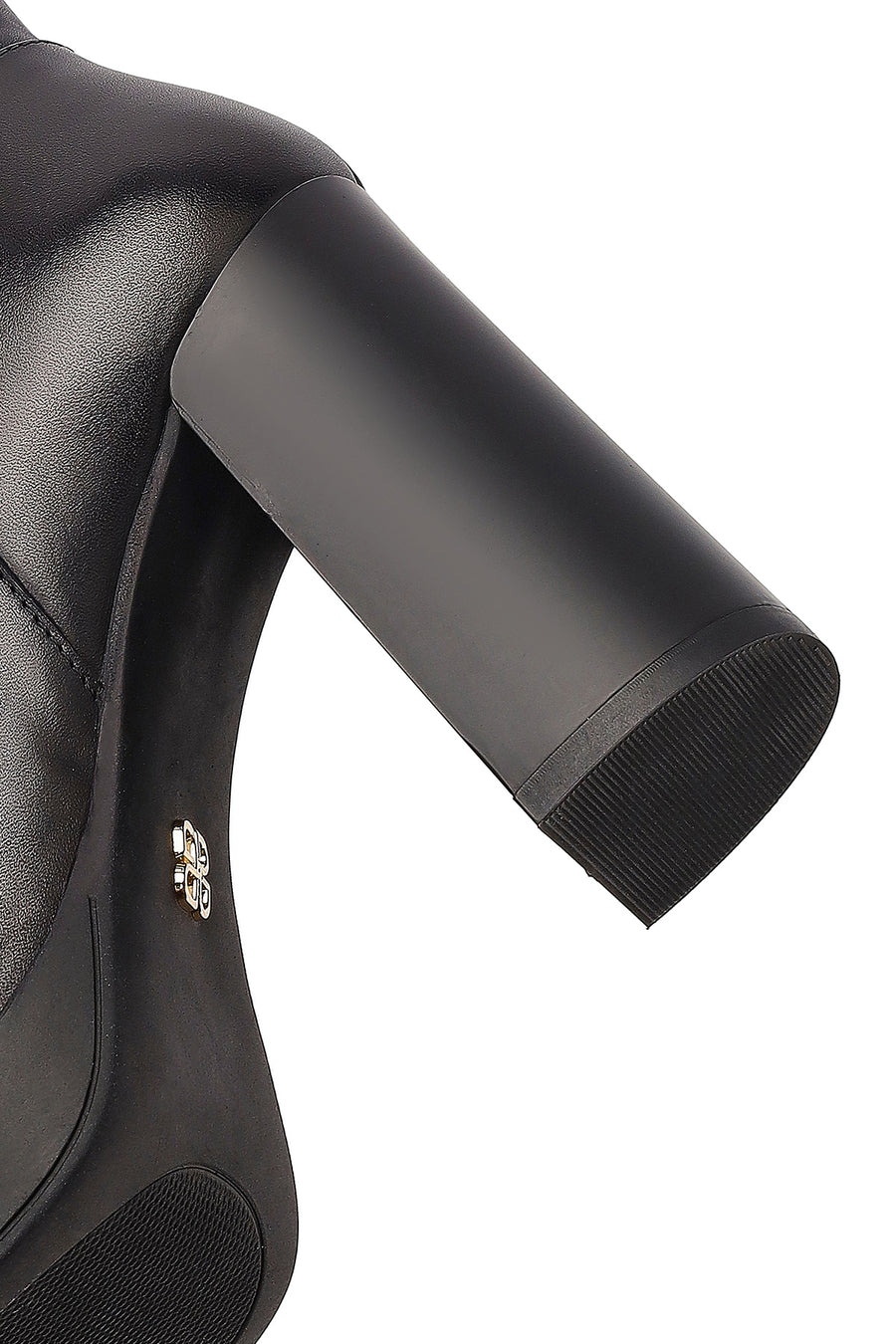 Woman Black Zippered High Heels Leather Boot