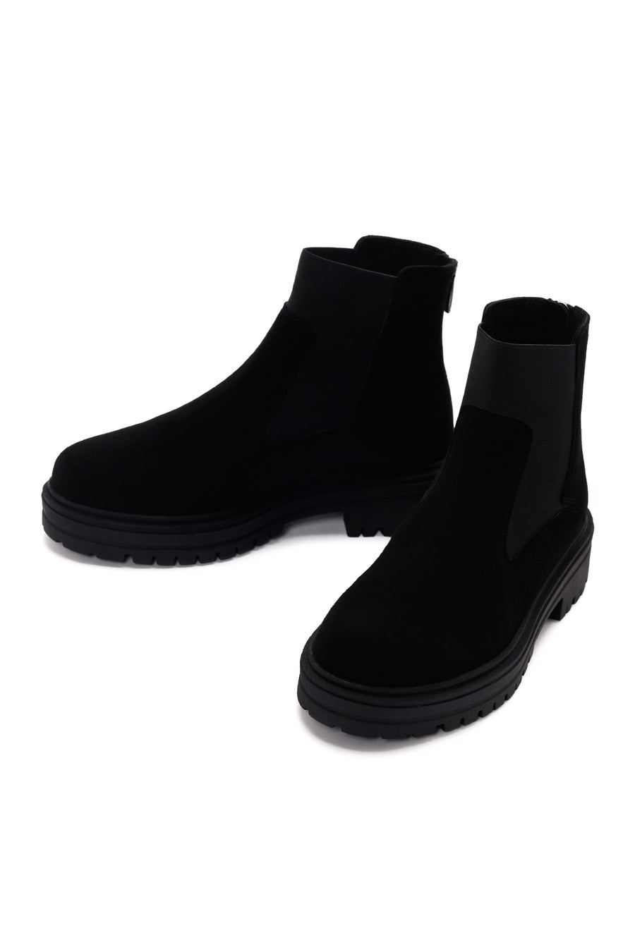 Women's Black Zippered Suede Leather Chelsea Boots