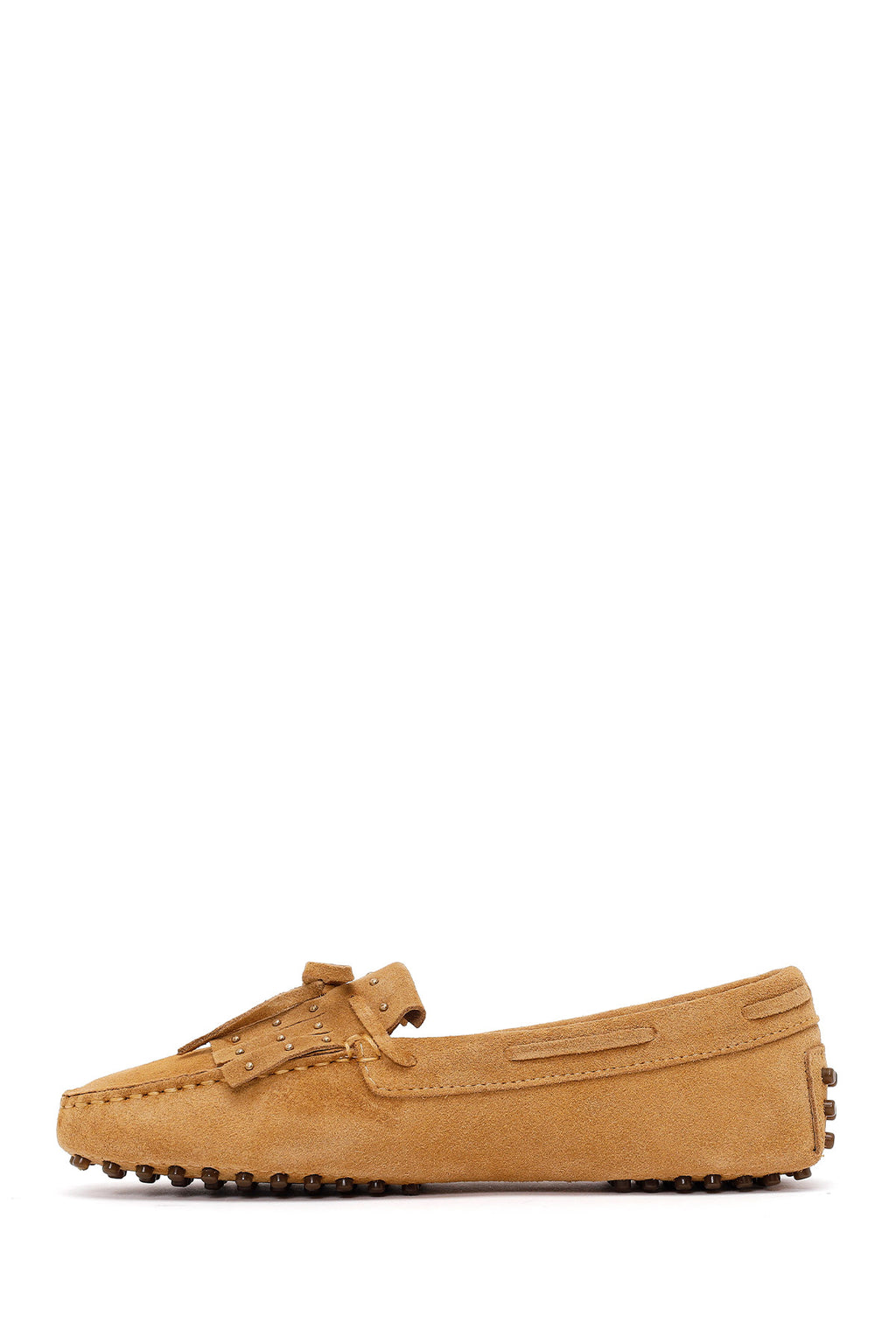 Kadın Camel Püsküllü Süet Deri Loafer