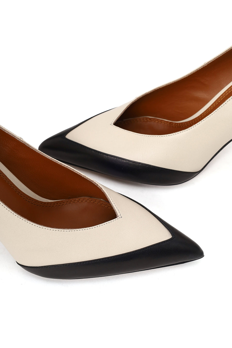 Kadın Krem İnce Topuklu Deri Stiletto