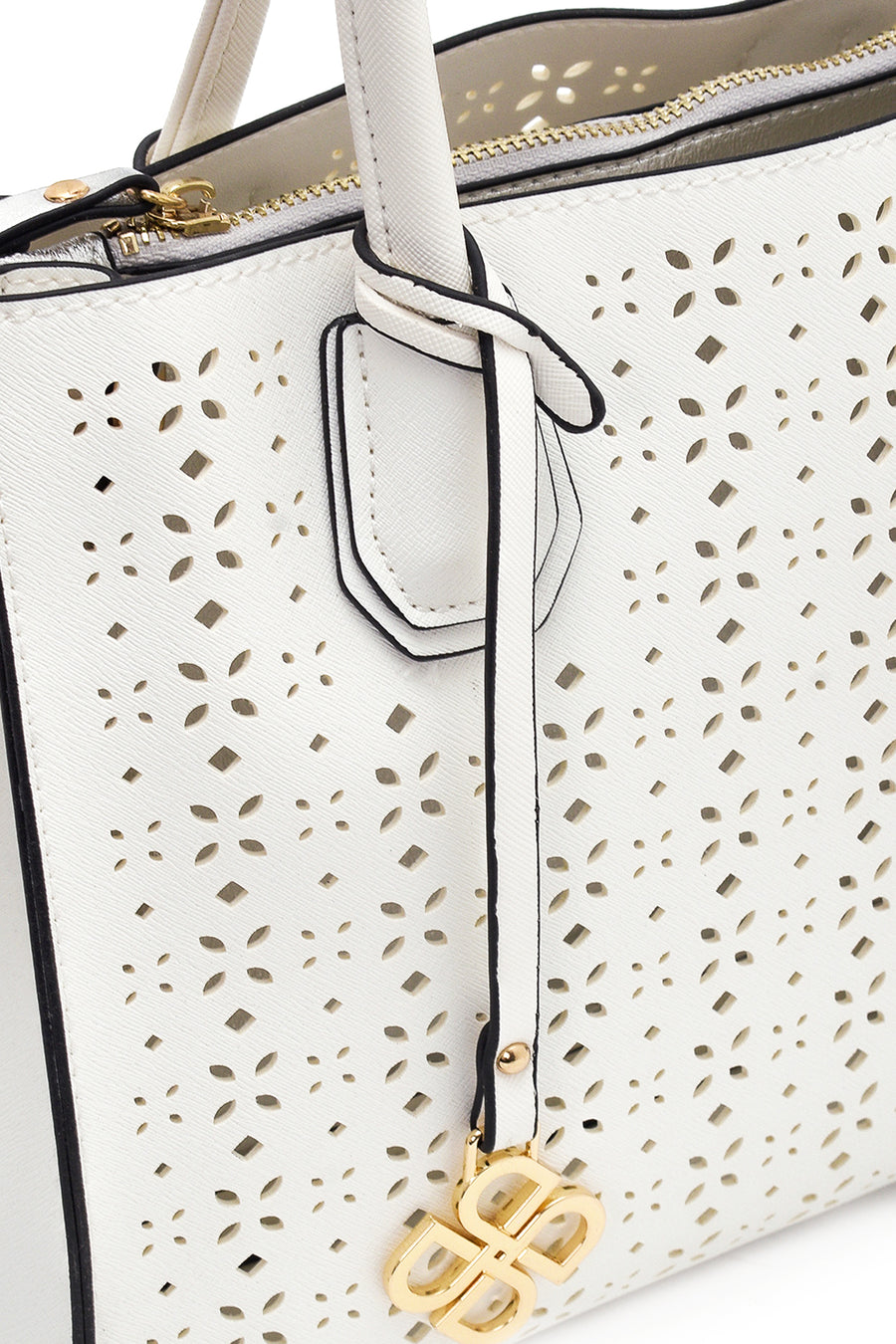 Women's White Synthetic Leather Shoulder Bag
