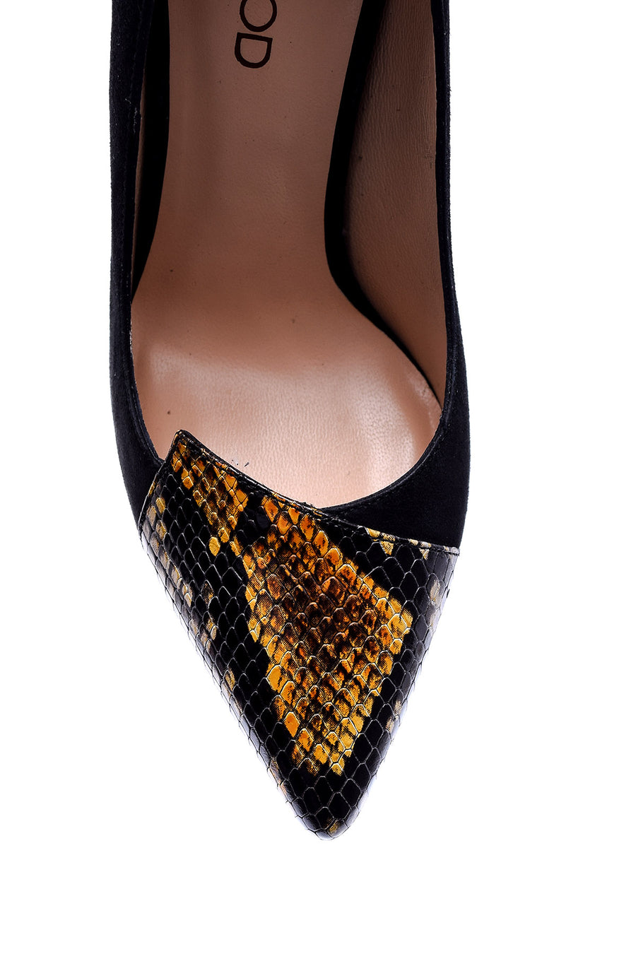 Women's Crocodile Detailed Suede Leather Stiletto