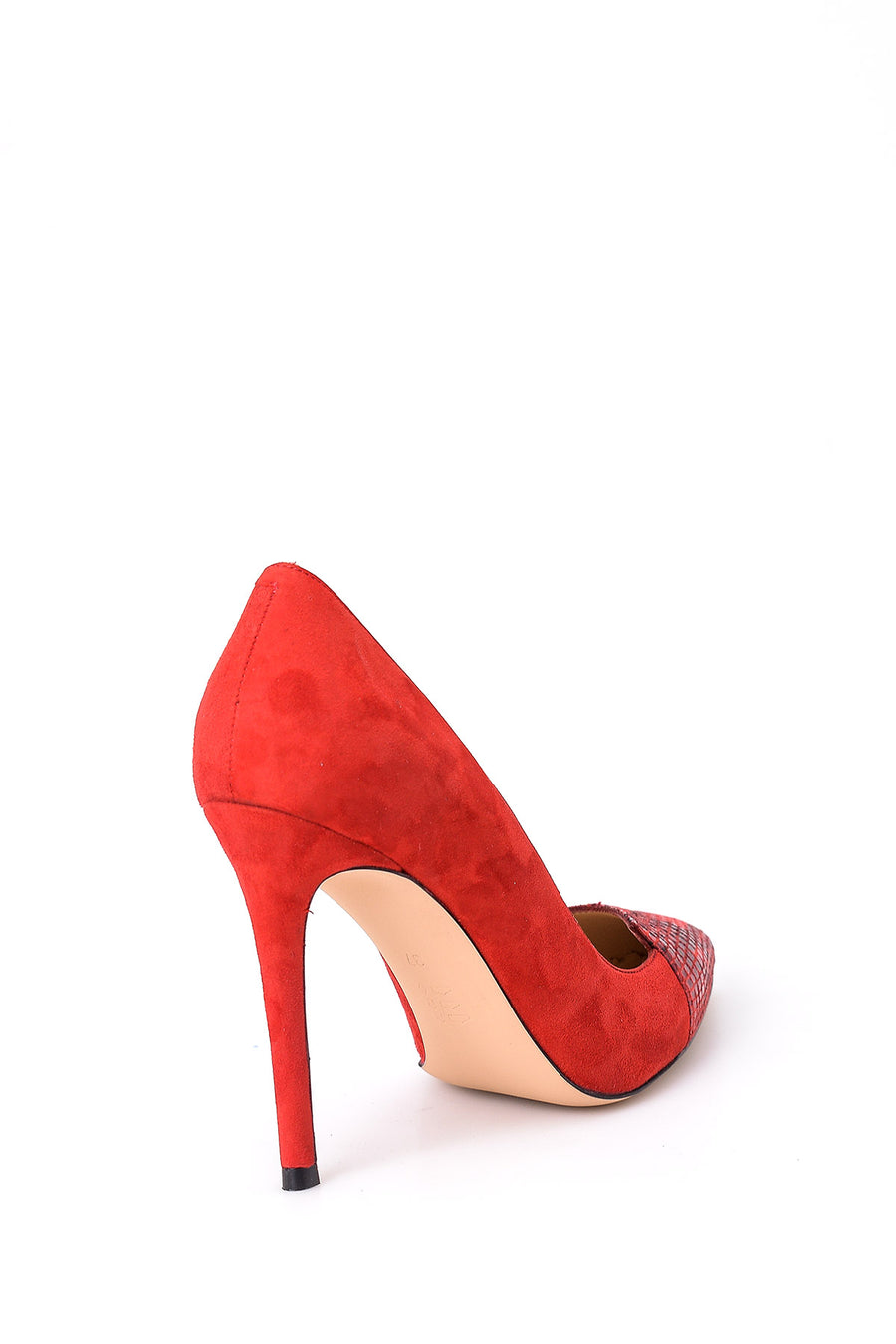 Women's Crocodile Detailed Suede Leather Stiletto