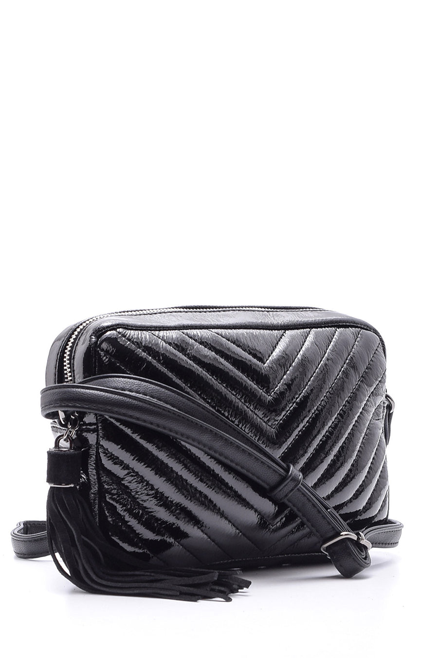 Women's Patent Leather Quilted Crossbody Bag