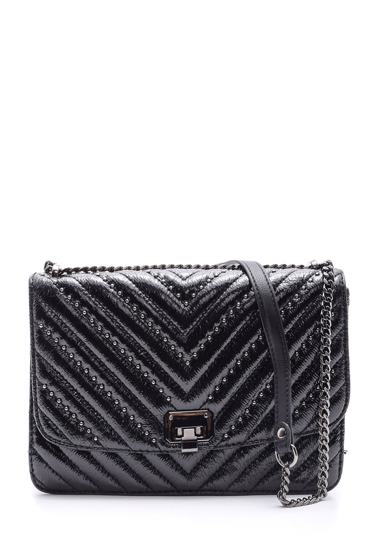Women's Staple Detailed Patent Leather Bag 19WBD260332 | Derimod