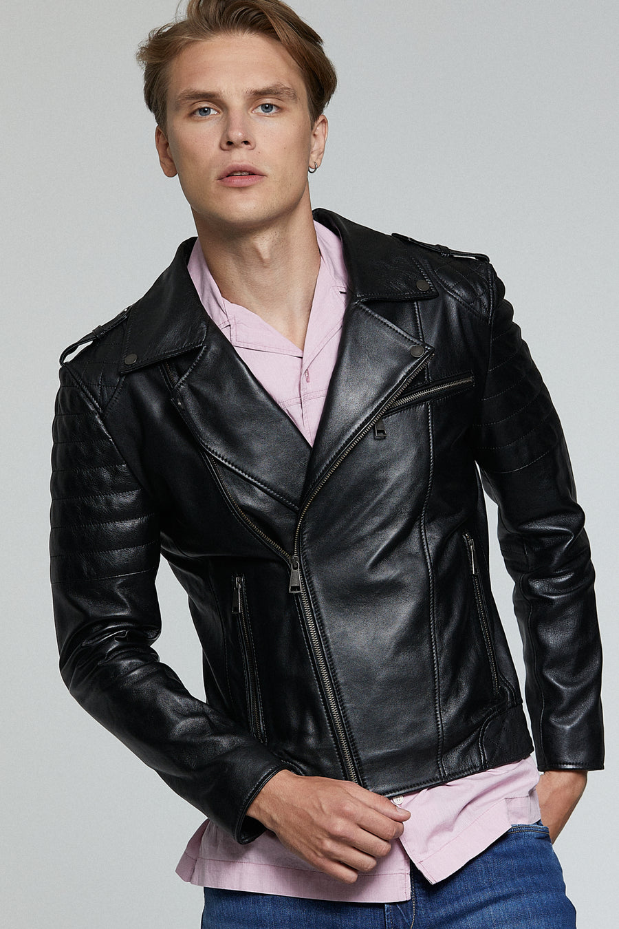 Speedy Erkek Siyah Biker Deri Mont 19WGD6371U4 | Derimod