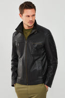 Muller Men's Black Leather Jacket | Derimod