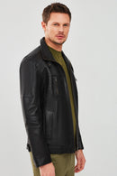 Muller Men's Black Leather Jacket | Derimod