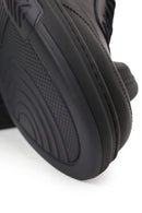 Erkek Siyah Bağcıklı Kalın Tabanlı Deri Sneaker | Derimod
