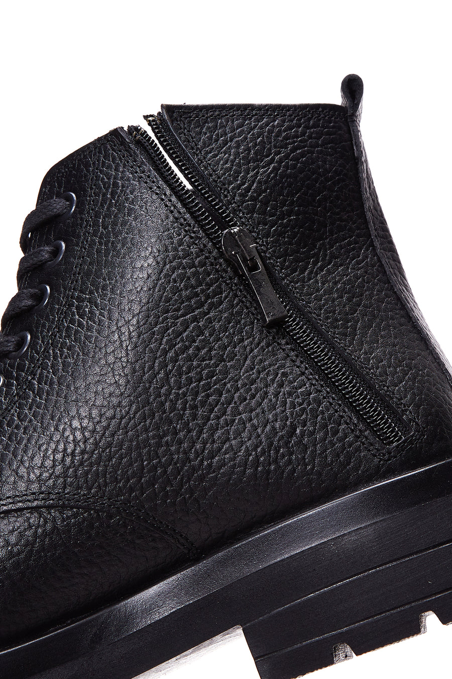 Men's Black Leather Casual Zipper Boots