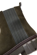 Women's Khaki Suede Leather Chelsea Boots | Derimod