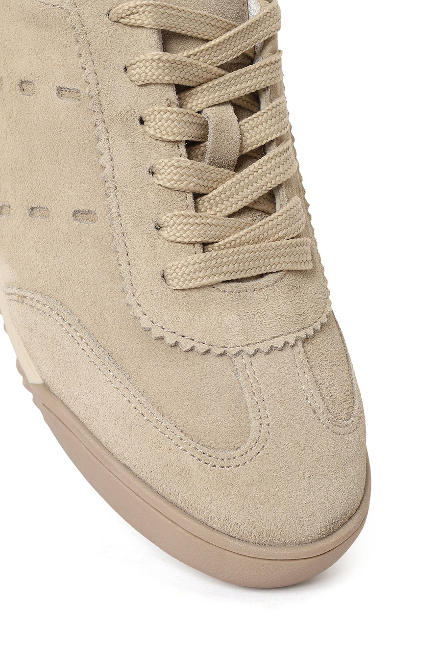 Kadın Bej Bağcıklı Süet Deri Sneaker