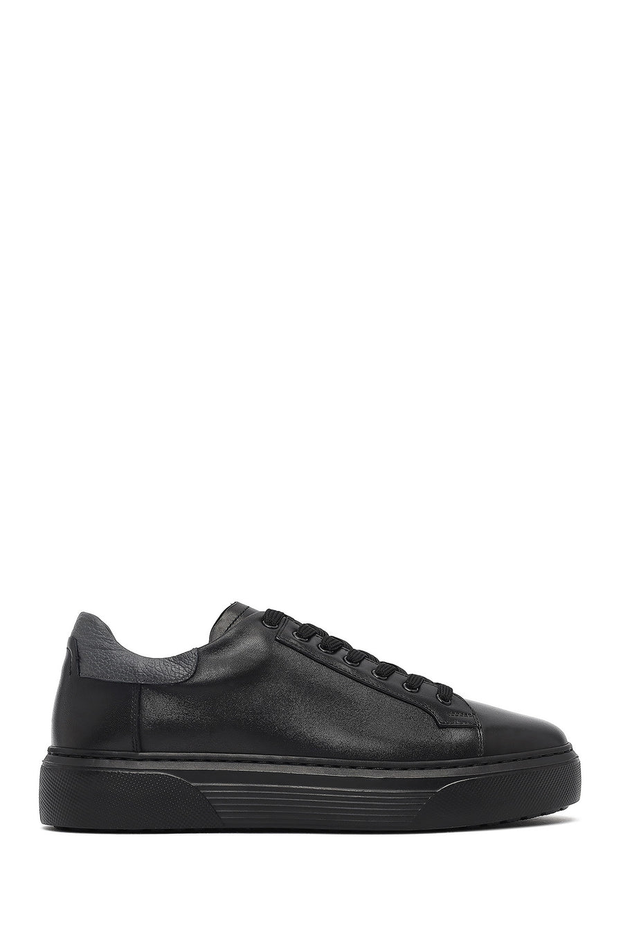 Erkek Siyah Bağcıklı Kalın Tabanlı Deri Sneaker 25WFD640418 | Derimod