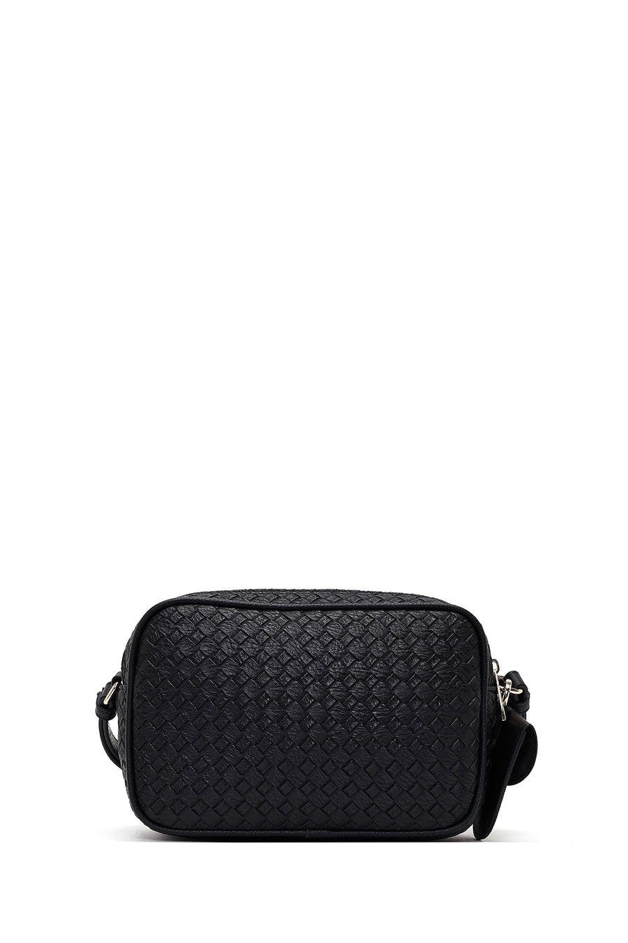 Women's Black Long Strap Knitted Crossbody Bag