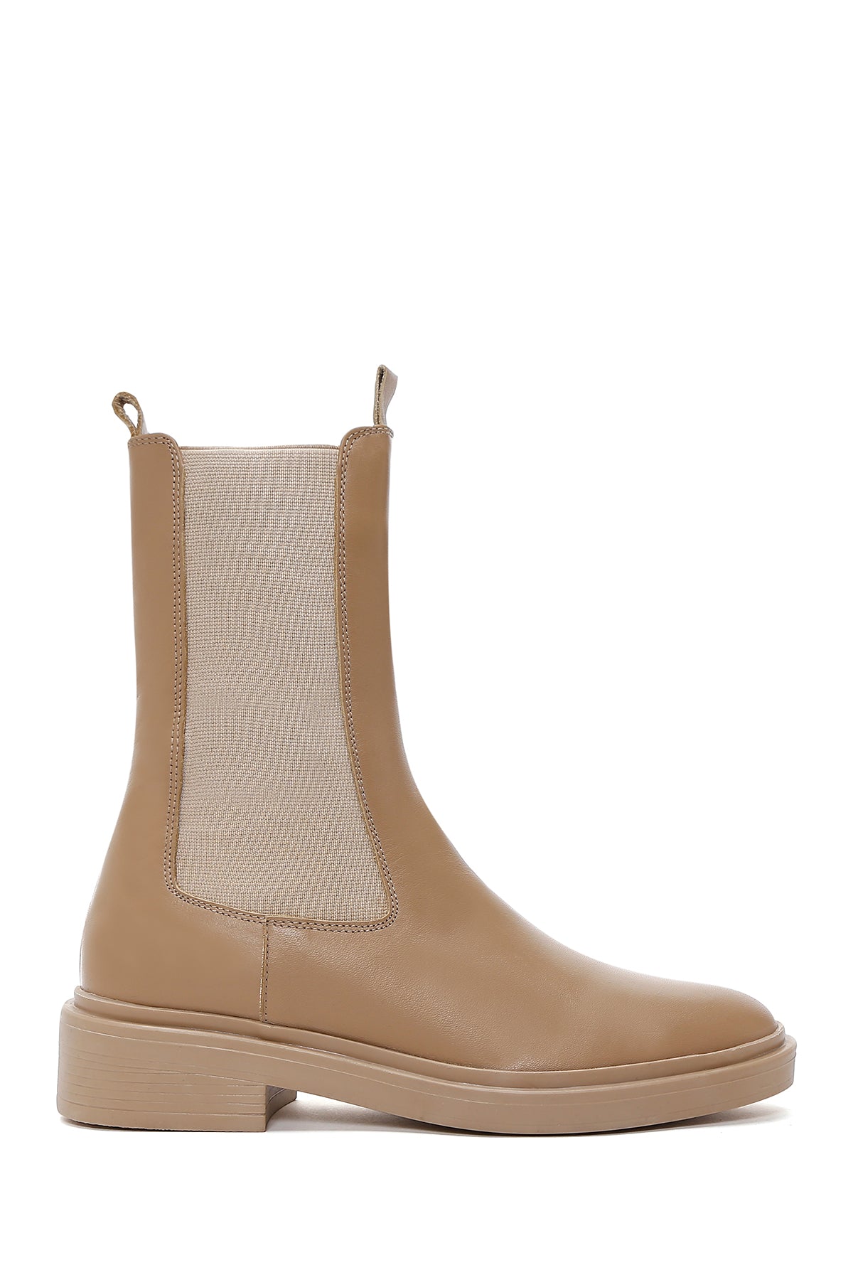 Women's Beige Leather Flat Chelsea Boots 22WFD163818 | Derimod