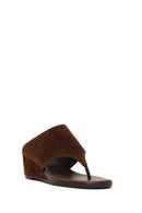 Women's Brown Platform Suede Leather Slippers | Derimod