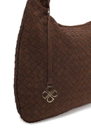 Woman Brown Braided Suede Shoulder Bag | Derimod