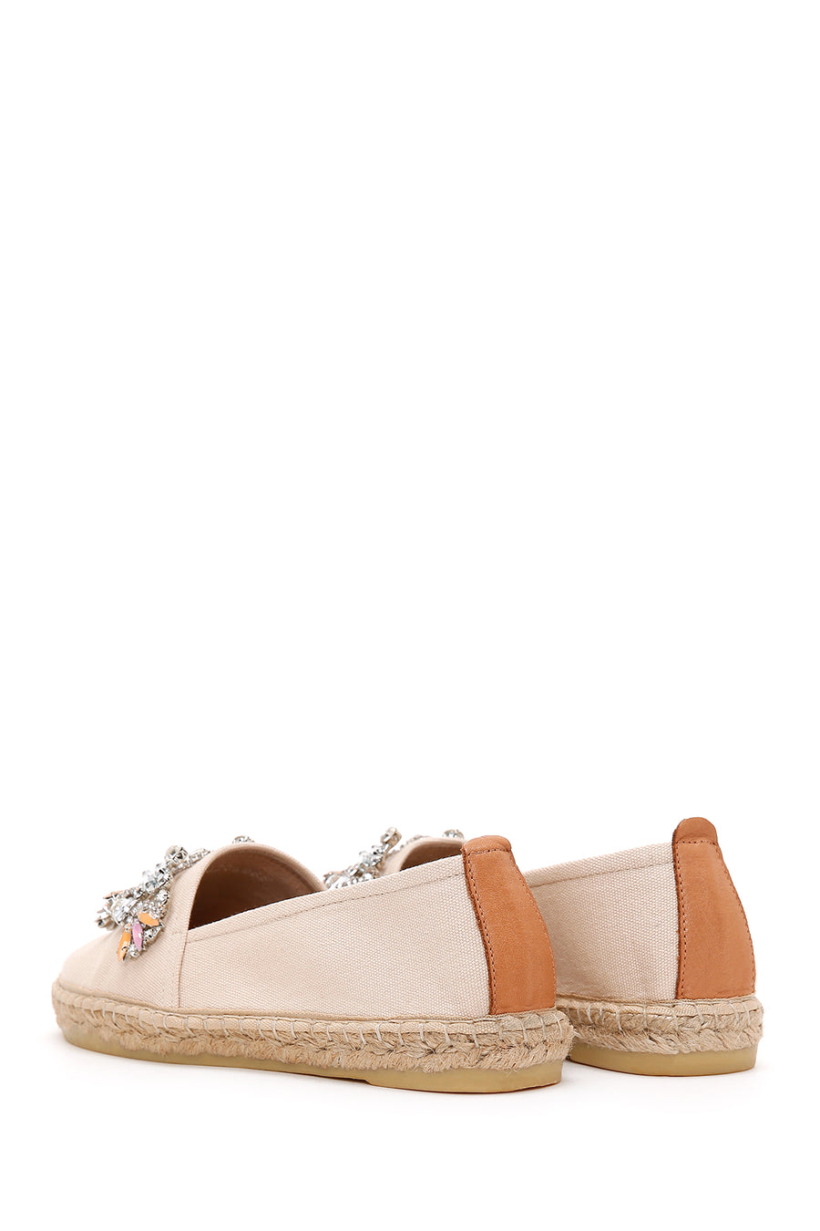 Women's Beige Stoned Leather Espadrilles
