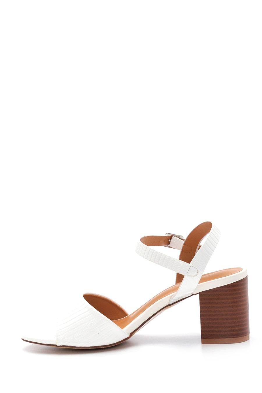 Women's White Thick Heeled Sandals