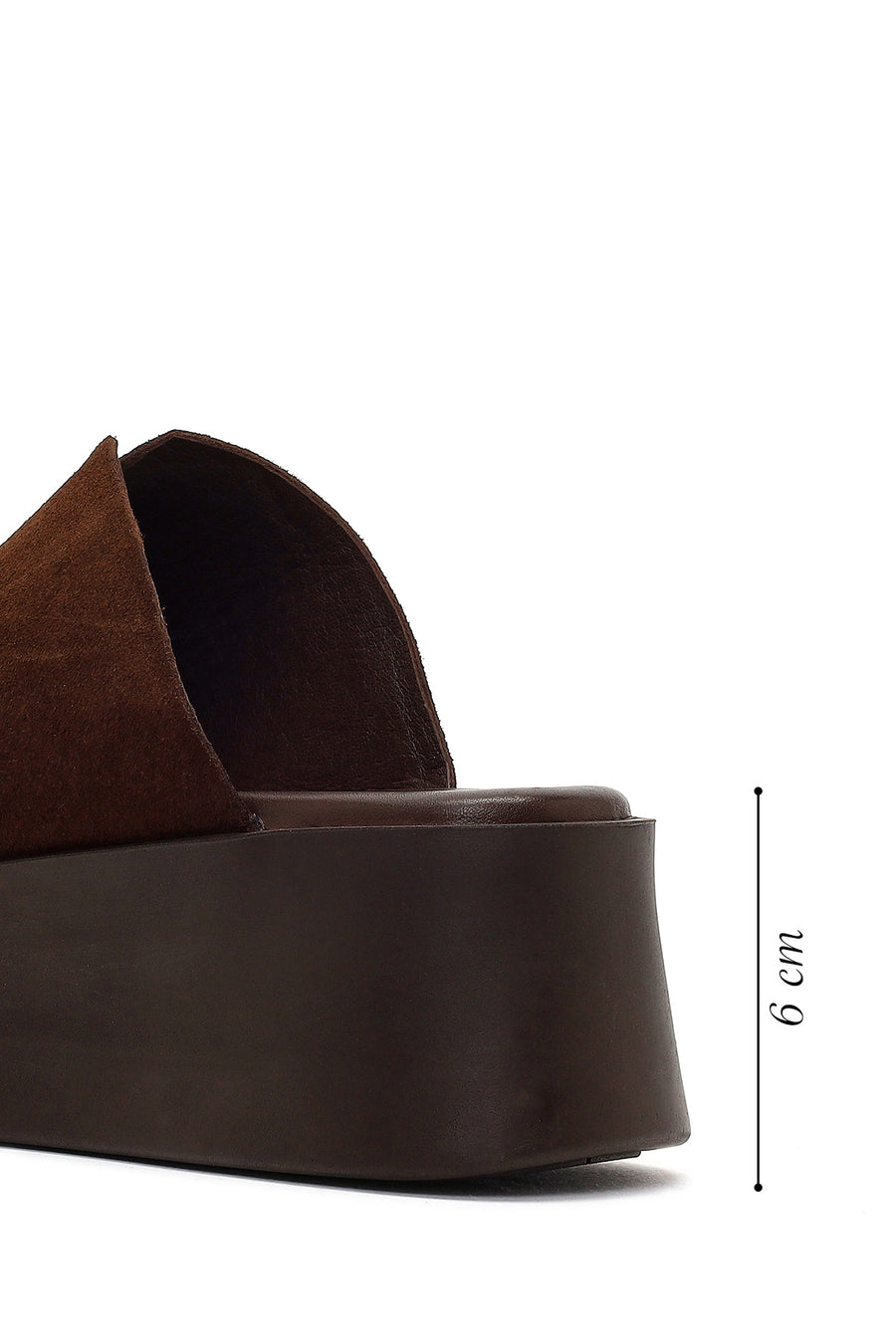 Women's Brown Thick-Soled Suede Leather Slippers