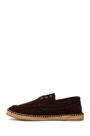 Male Brown Lace-Up Suede Espadrilles | Derimod