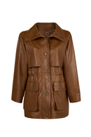 Sienna Woman Brown Oversize Leather Coat | Derimod