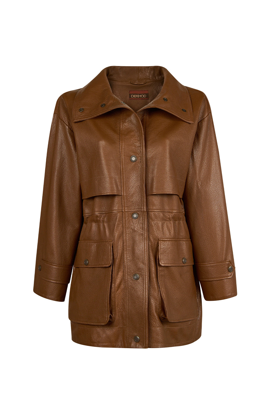 Sienna Woman Brown Oversize Leather Coat