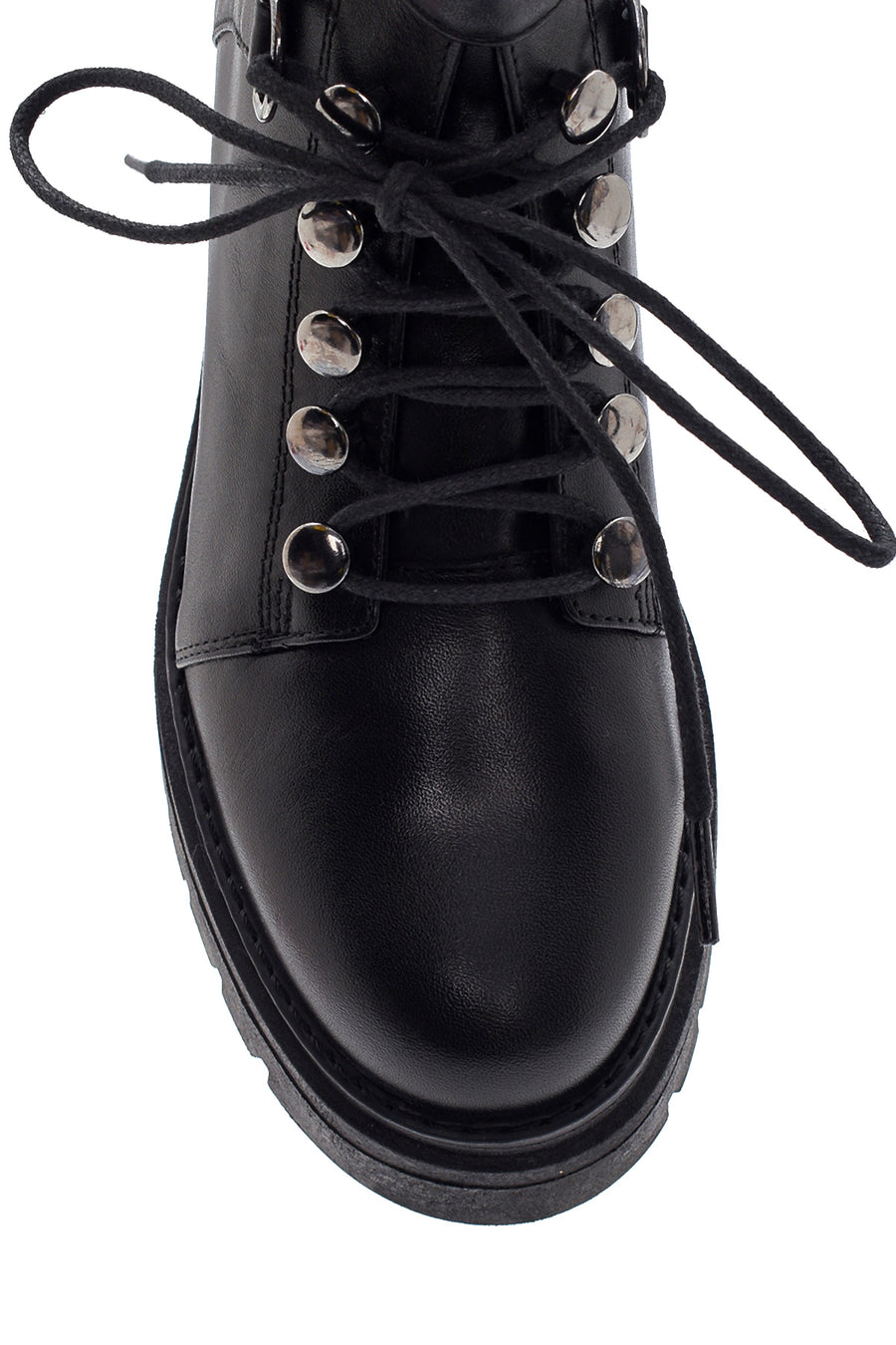 Women's Black Leather Buckle Thick Soled Boots