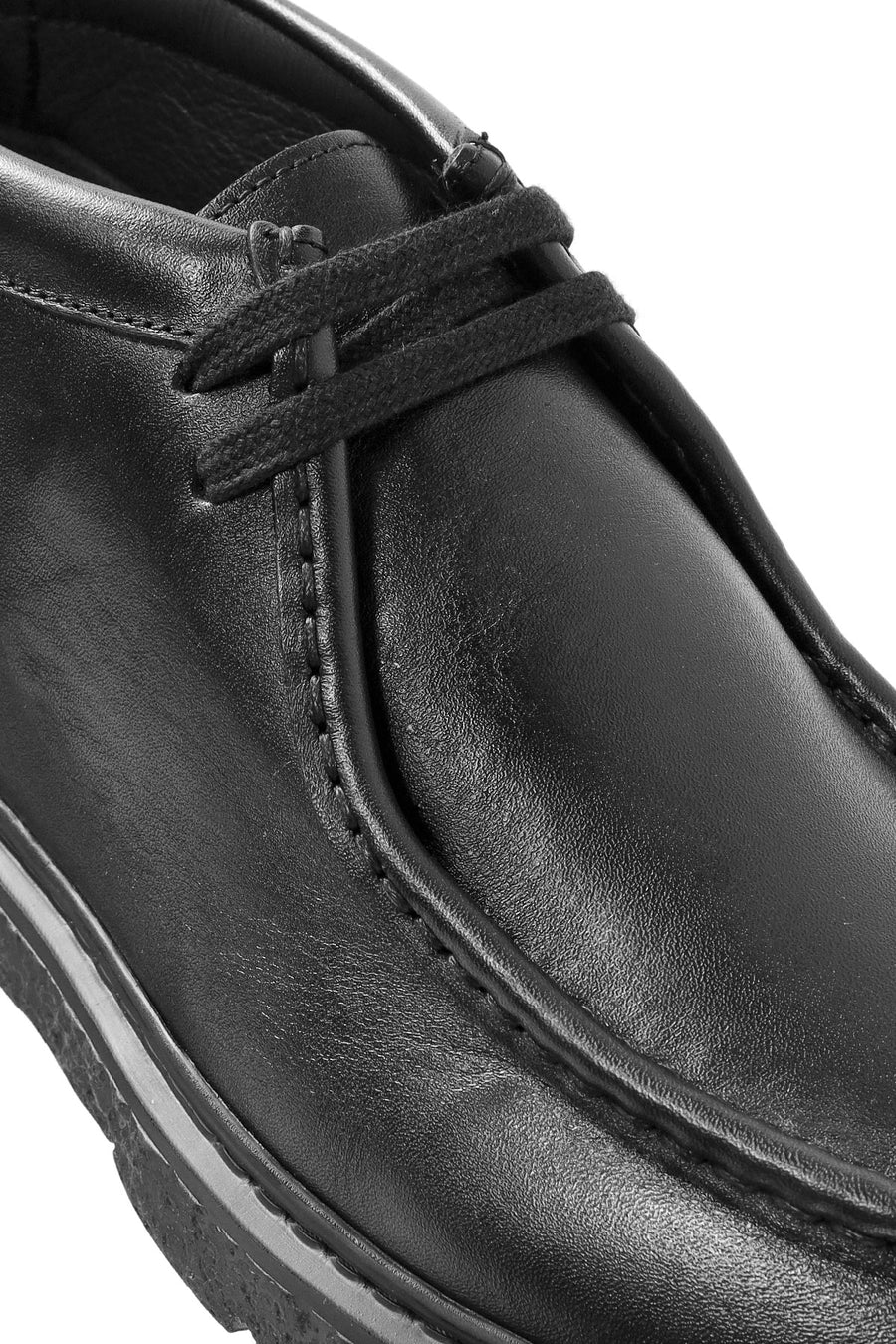 Men's Black Lace-Up Leather Casual Boots
