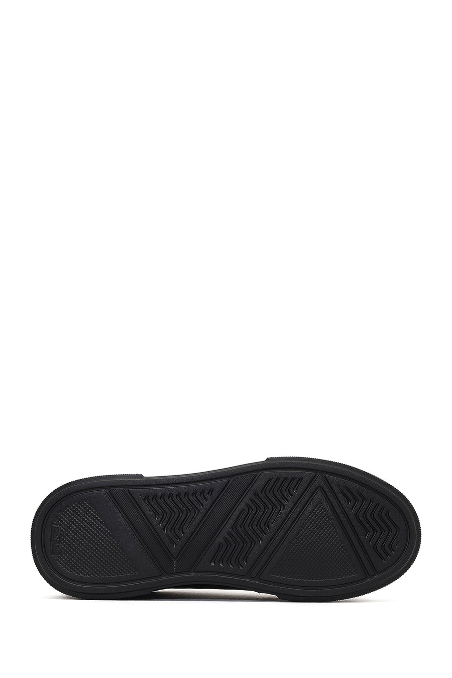 Erkek Siyah Bağcıklı Kalın Tabanlı Deri Sneaker