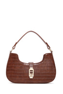 Women's Brown Long Strap Crocodile Handbag | Derimod
