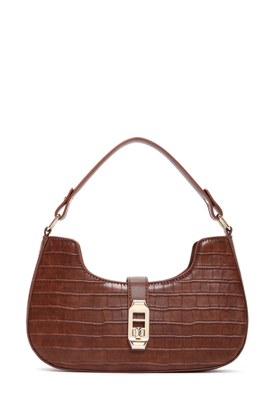 Women's Brown Long Strap Crocodile Handbag