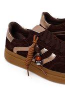 Kadın Kahverengi Bağcıklı Charmlı Süet Deri Sneaker | Derimod