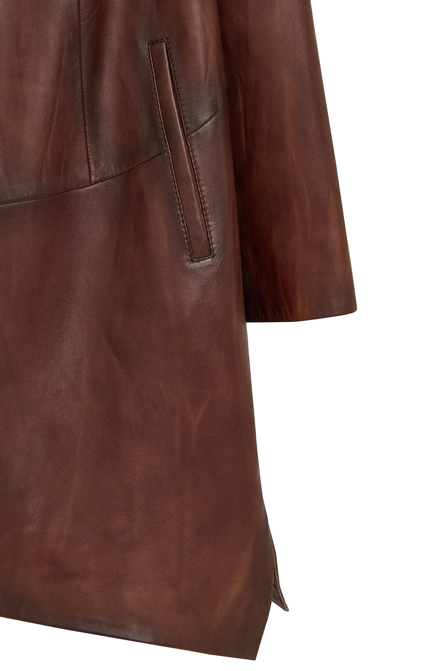 Daniela Women's Brown Hooded Long Oversize Leather Coat