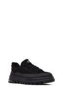 Erkek Siyah Bağcıklı Nubuk Deri Sneaker | Derimod