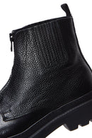 Men's Black Leather Casual Zipper Boots | Derimod