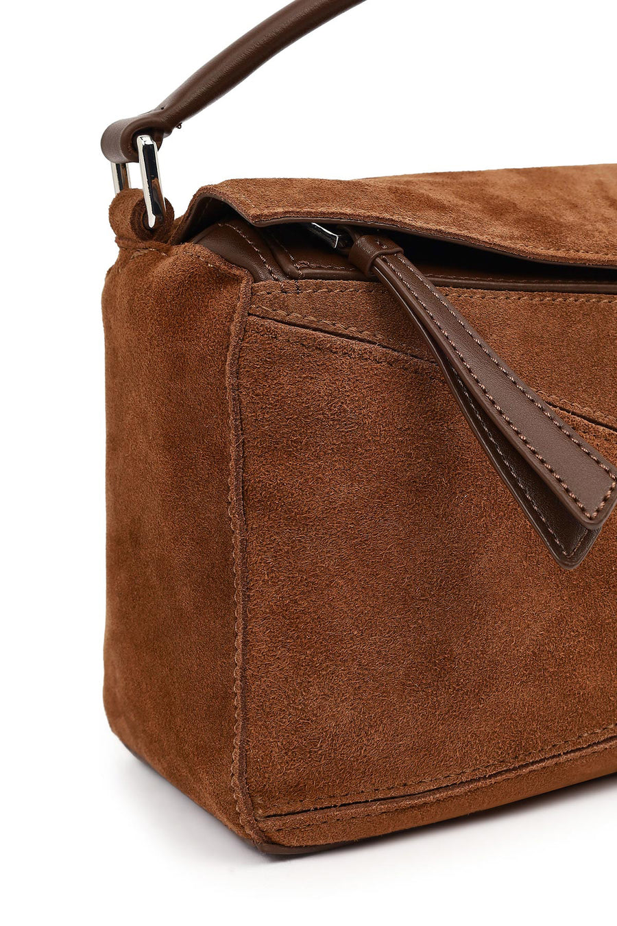 Woman Camel Long-Strap Suede Crossbody Bag