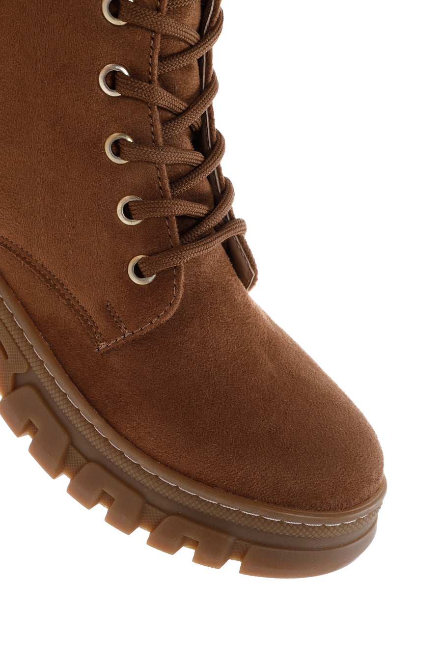 Women's Tan Suede Thick Soled Zippered Boots