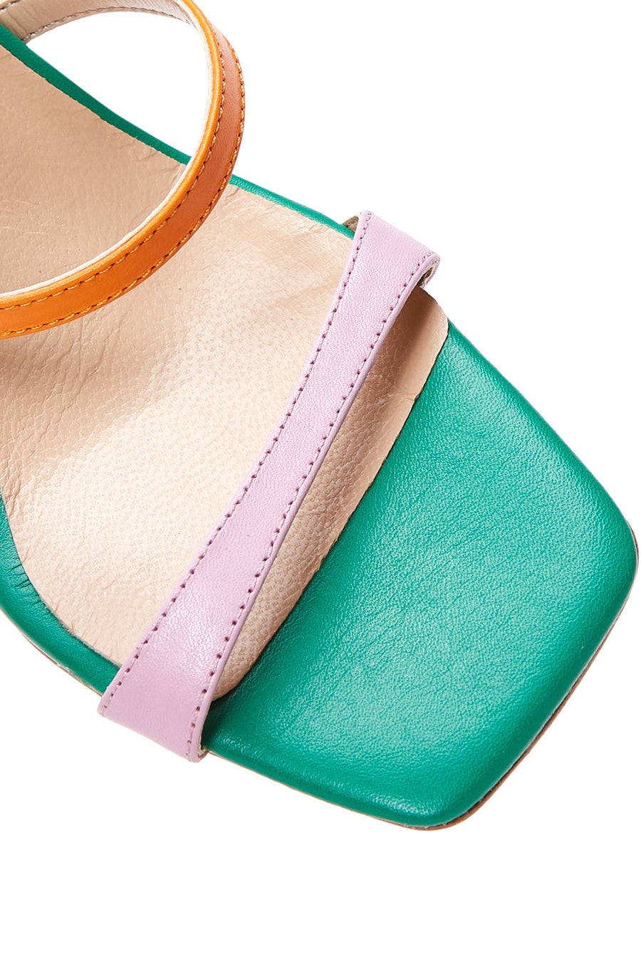 Women's Green Leather Heeled Sandals