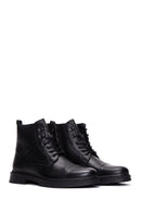 Men's Black Leather Flat Boots | Derimod