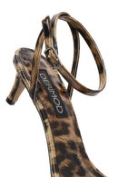 Women's Leopard Ankle Buckle Low Thin Heel Patent Leather Sandals | Derimod
