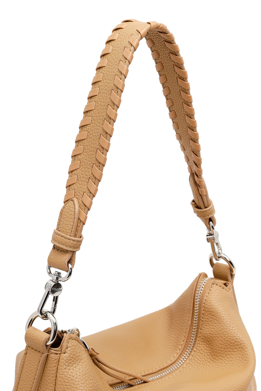 Woman Beige Long-Strap Shoulder Bag