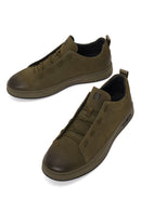 Erkek Haki Bağcıklı Nubuk Deri Sneaker | Derimod