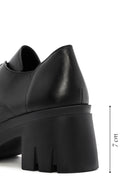 Women's Black Lace-Up Thick Heel Leather Masculine Classic Shoes | Derimod