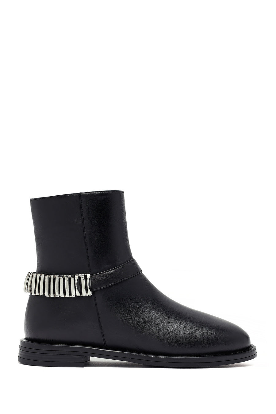 Woman Black Zippered Metal Detail Leather Boat 25WFD270718 | Derimod