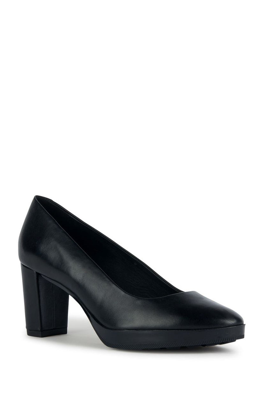 Geox Women's Black Walk Pleasure 60 Leather Thick Heeled Shoes