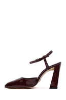 Women's Burgundy Thick Heeled Patent Leather Shoes | Derimod