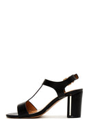 Women's Black Ankle Strap Thick Heeled Sandals | Derimod