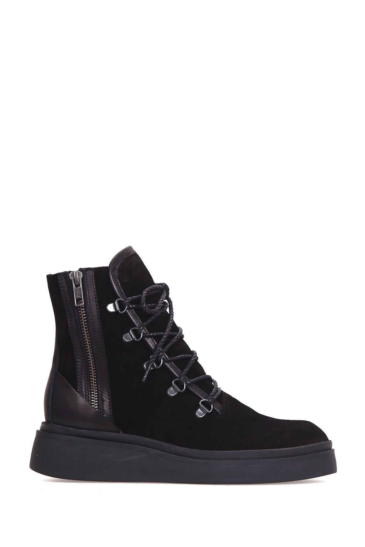 Women's Zippered Suede Boots 18WFD243214 | Derimod